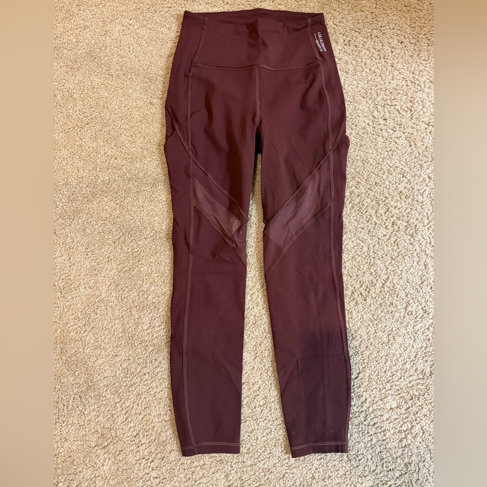 Lululemon Barrys Maroon Leggings with Pockets